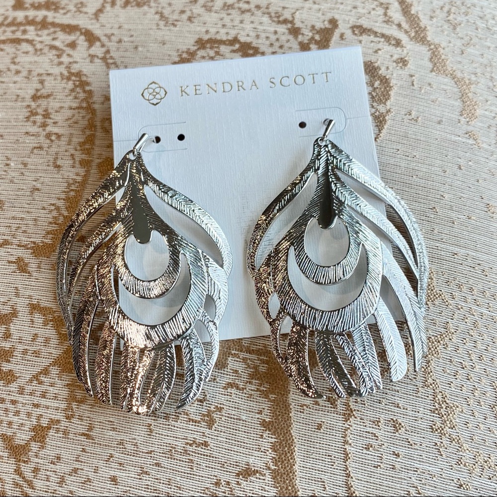 KENDRA SCOTT Karina Rhodium-Plated Drop Earrings New